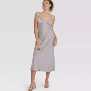 Wild Fable Iridescent Silver Maxi Strappy Empire Dress NWT